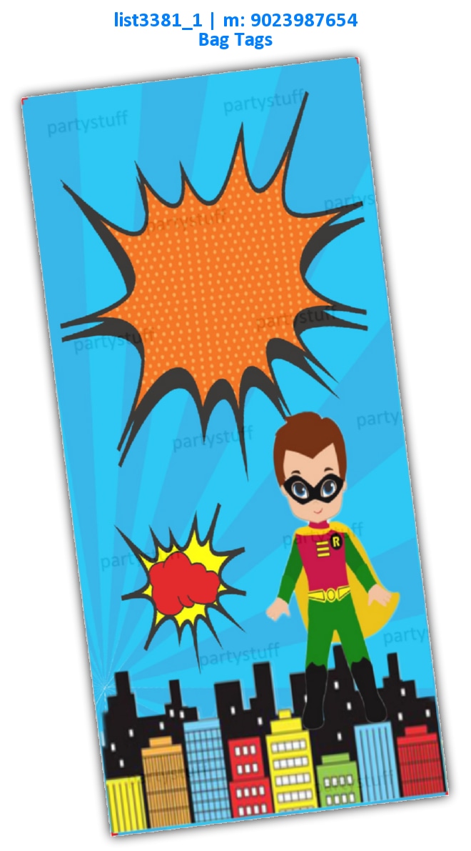 Super Hero Bag Tag 2 | Printed list3381_1 Printed Cards