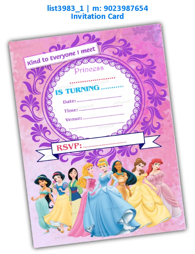 Princess Invitation Card 8 | Printed list3983_1 Printed Cards